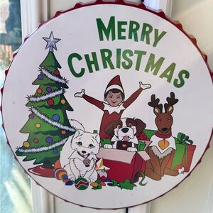 Festive Christmas Wall Sign with Elf on the shelf & Animals
